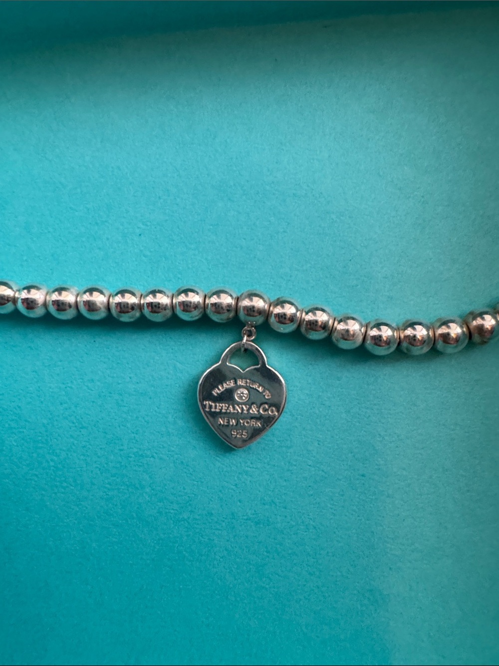 Tiffany & Co. Return to Tiffany Silver Bead Bracelet with a Diamond 💎 Size Small - Picture 2 of 8